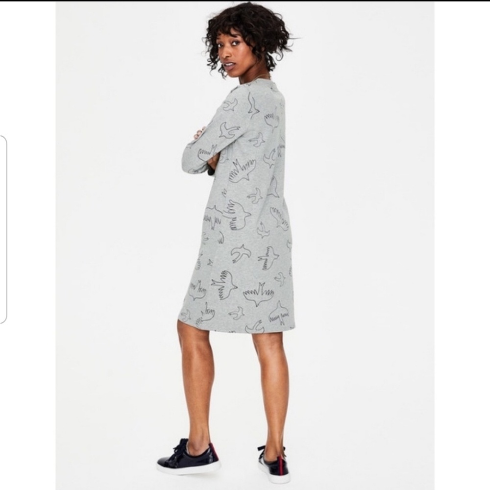 Boden Gray Marl Flying Bird Sweatshirt Dress